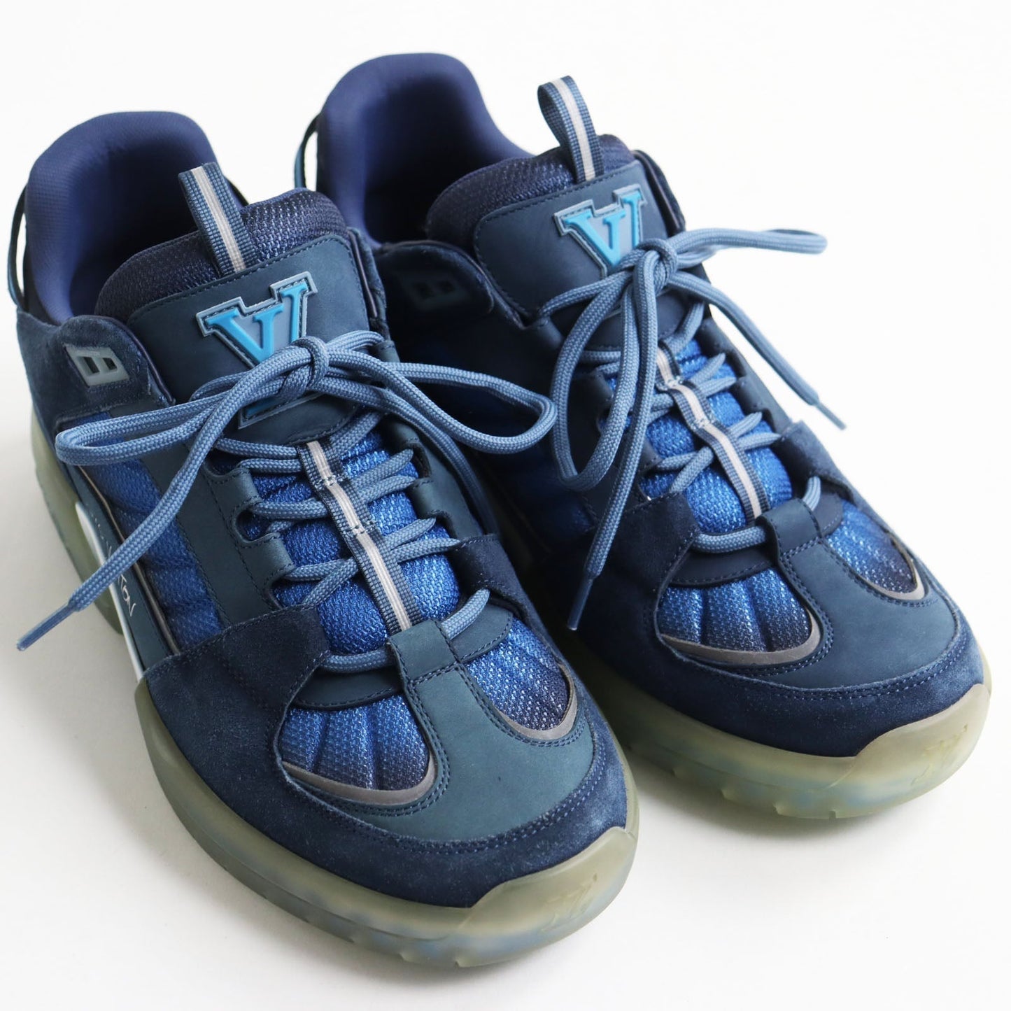 LOUIS VUITTON Low cut sneakers Part: Suede, Part: Nubuck blue Abbey line mens 7
