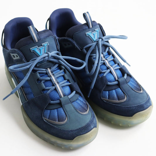 LOUIS VUITTON Low cut sneakers Part: Suede, Part: Nubuck blue Abbey line mens 7