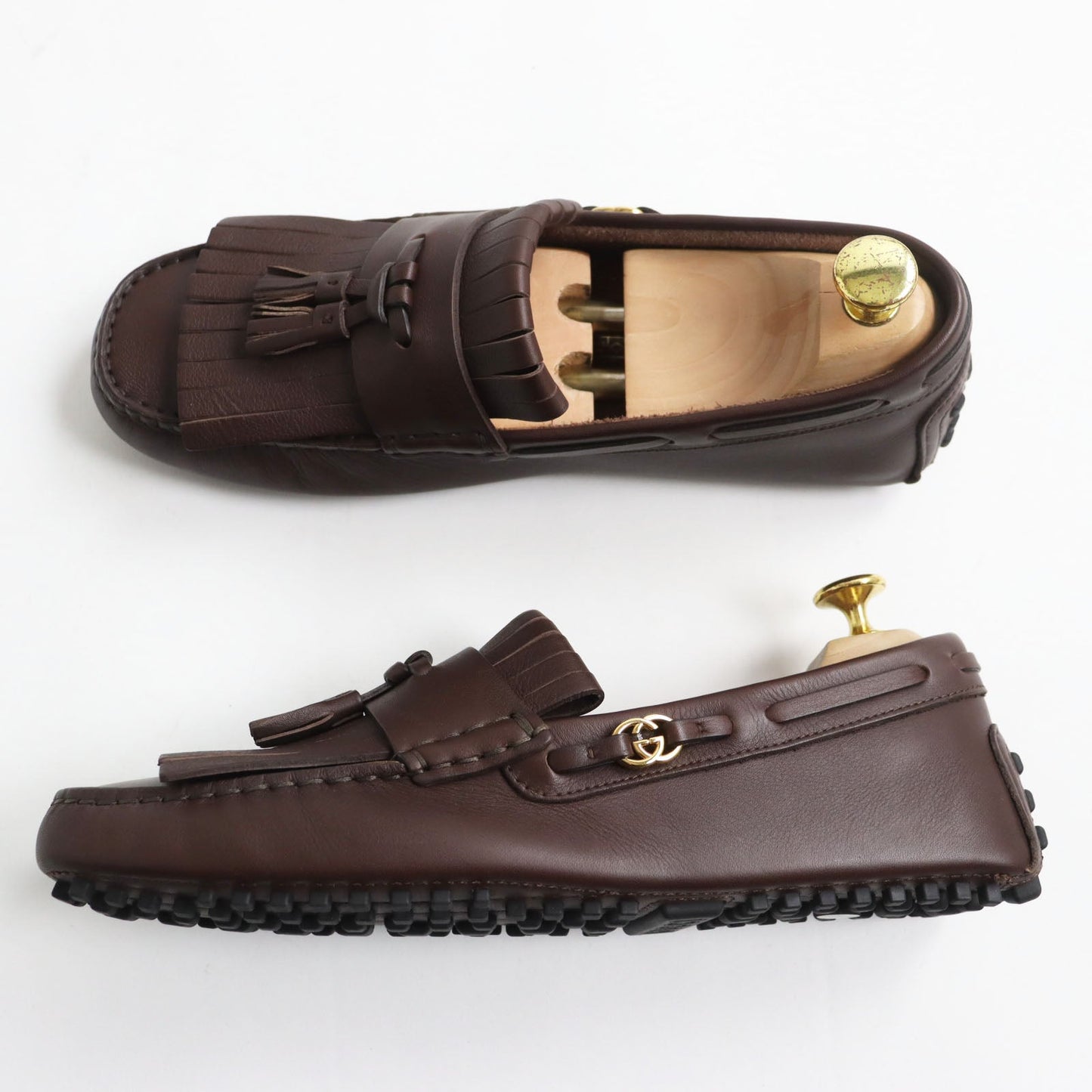 Luxury Gucci Trending 2025 Leather Loafers 7.5 Interlocking G
