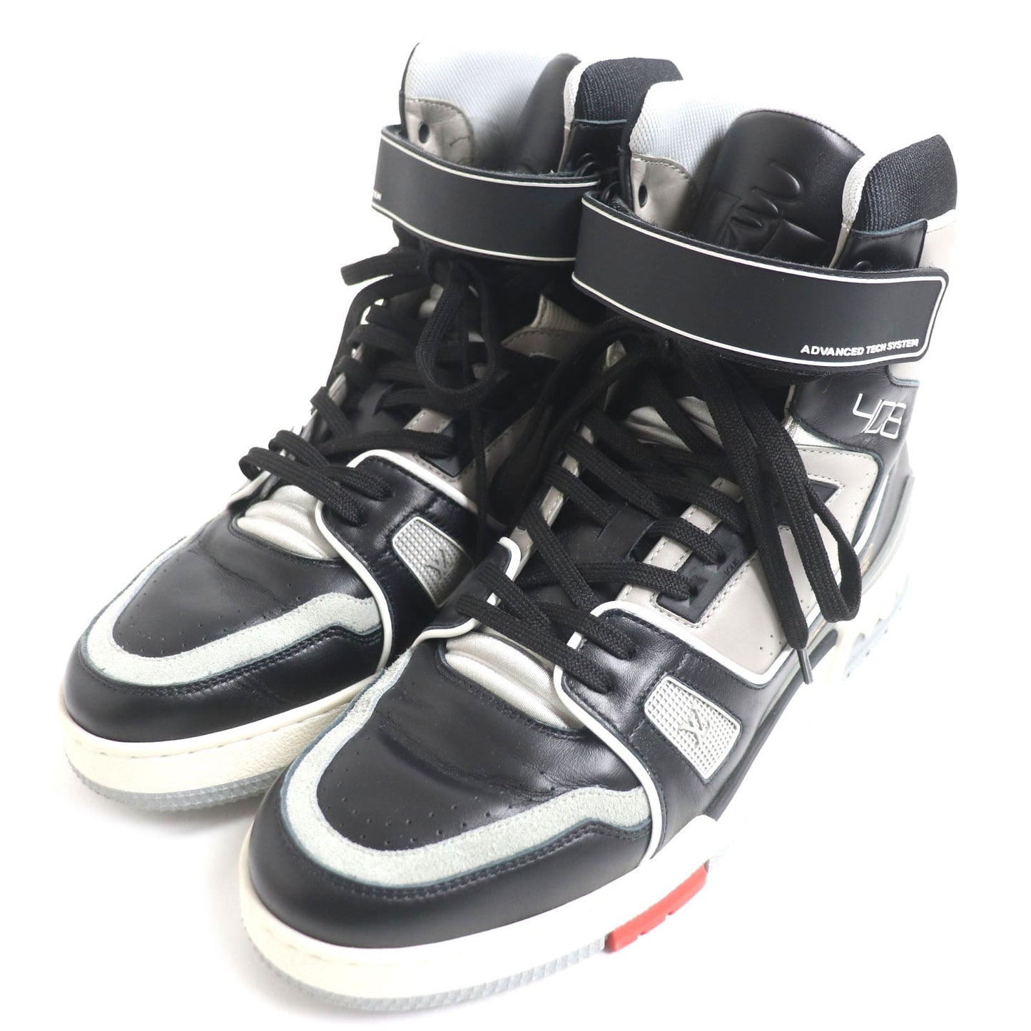 LOUIS VUITTON High cut sneakers 1A54IS Main: Leather Black x gray LV trainer line Velcro mens 6