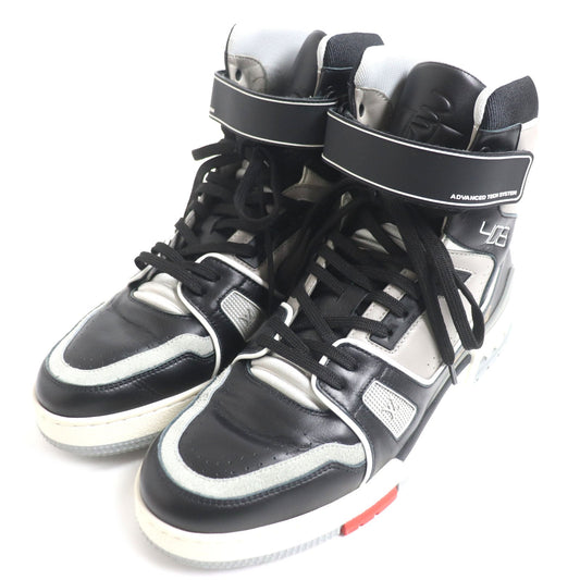 LOUIS VUITTON High cut sneakers 1A54IS Main: Leather Black x gray LV trainer line Velcro mens 6