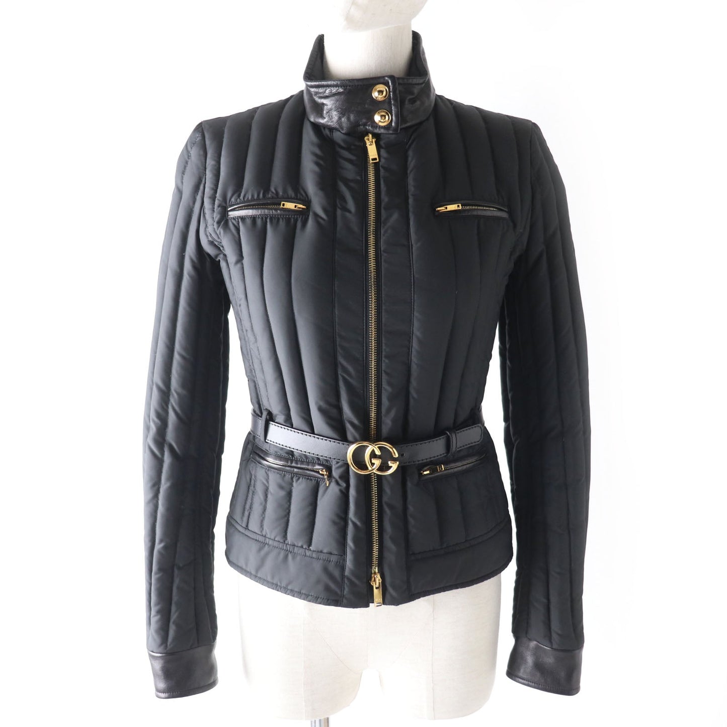 Luxury Gucci Trending 2025 GG Marmont Leather Down Jacket Black 38
