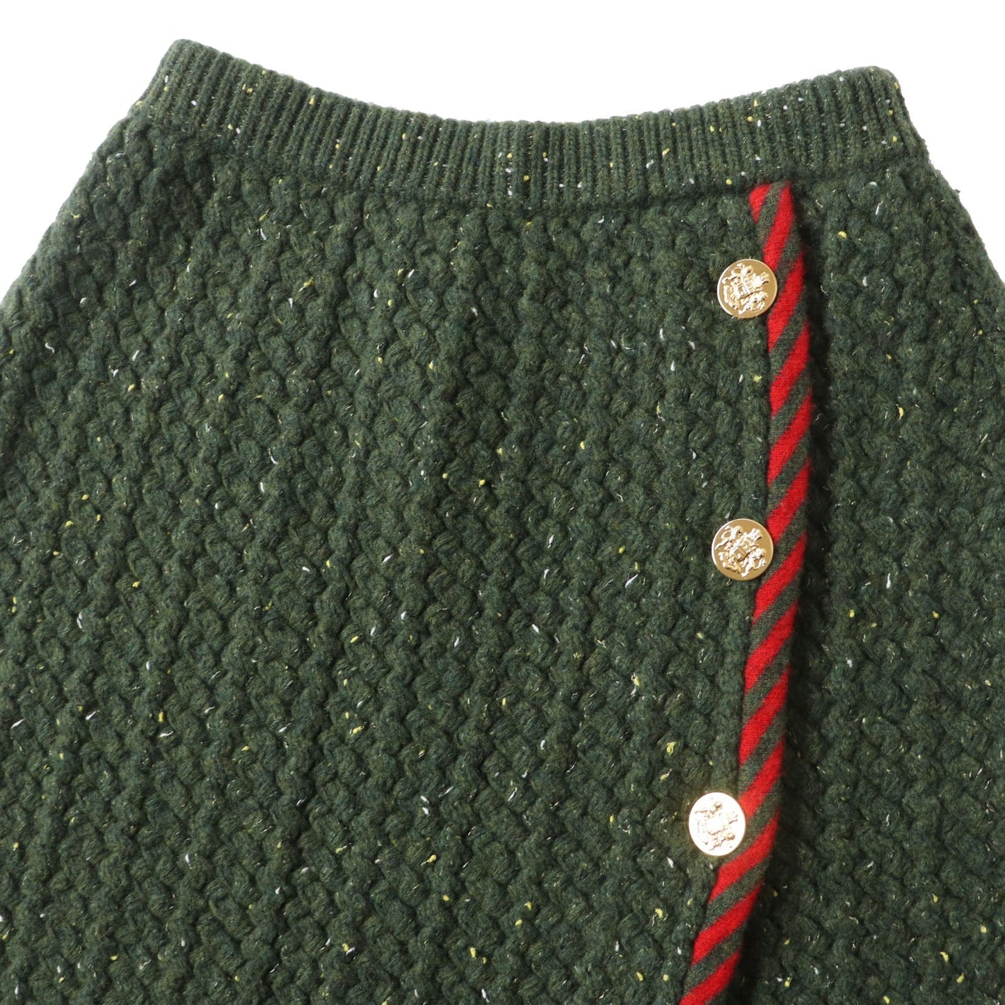 Luxury Gucci Trending 2025 Wool Cotton Cable Knit Skirt Green Red S