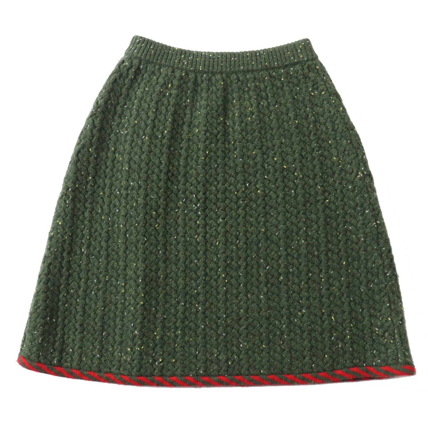 Luxury Gucci Trending 2025 Wool Cotton Cable Knit Skirt Green Red S