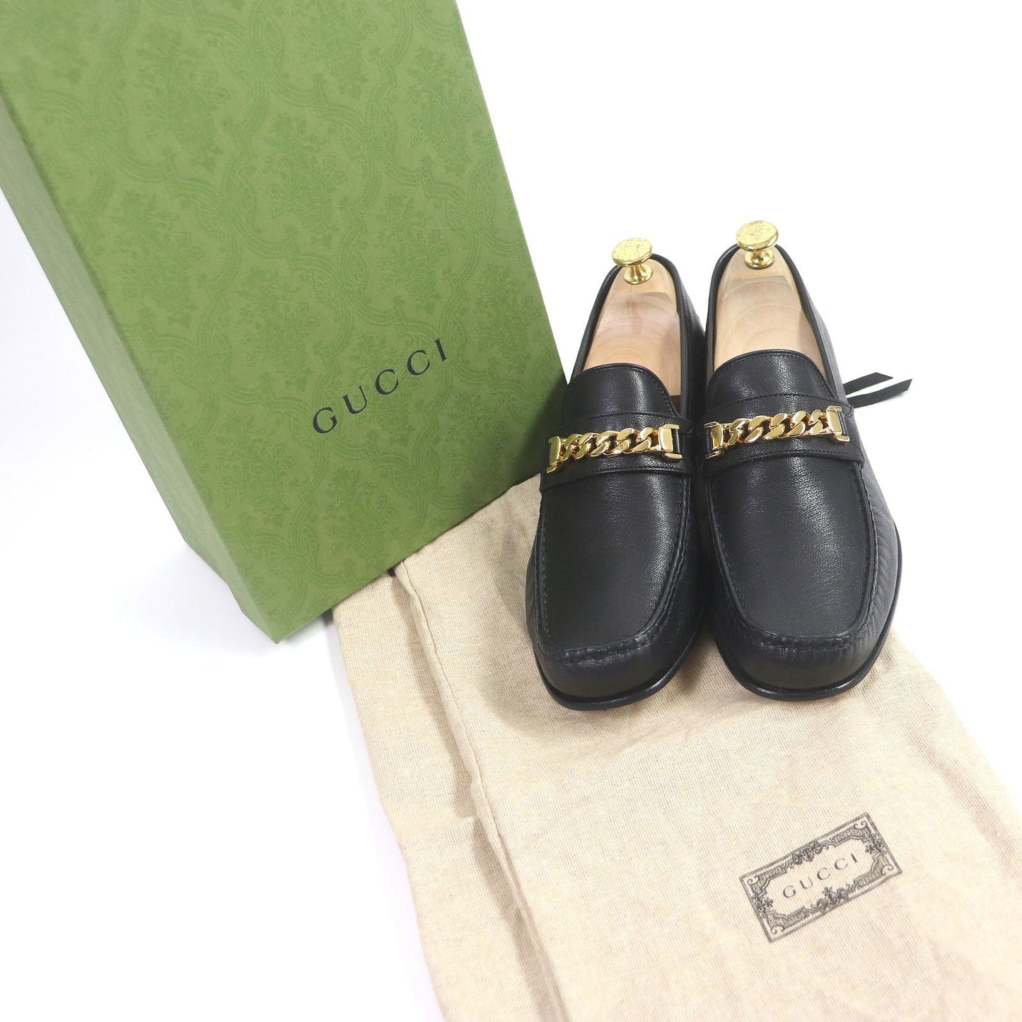 Luxury Gucci Trending 2025 Leather Chain Bit Moccasin Loafers