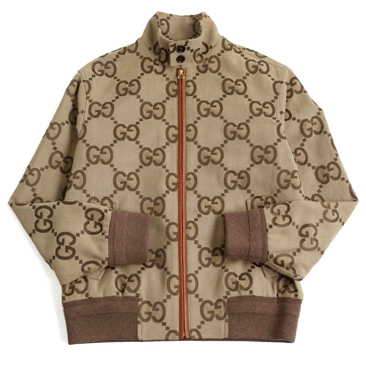 Luxury Gucci Trending 2025 GG Canvas Leather Blouson Beige Brown