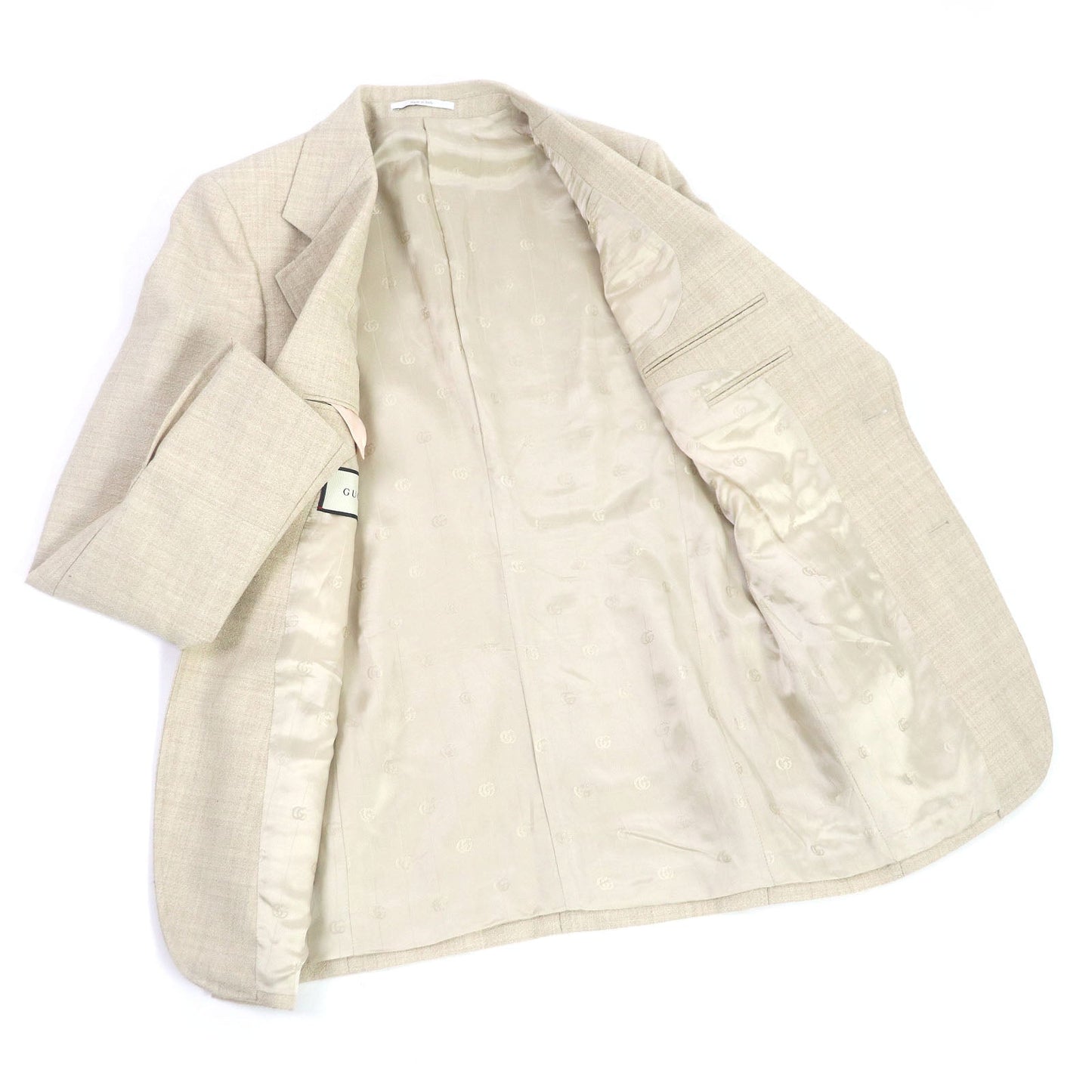 Luxury Gucci Trending 2025 Wool Rayon Blazer Gold Button 44 Beige