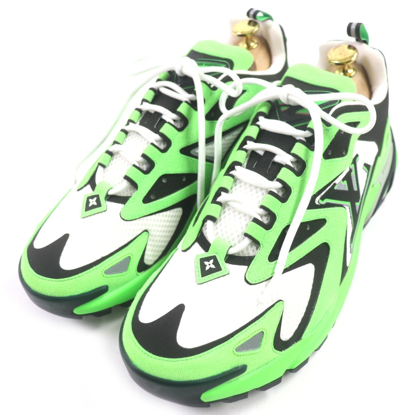 LOUIS VUITTON Low cut sneakers Part: suede Lime Black White Tatic Line mens 8