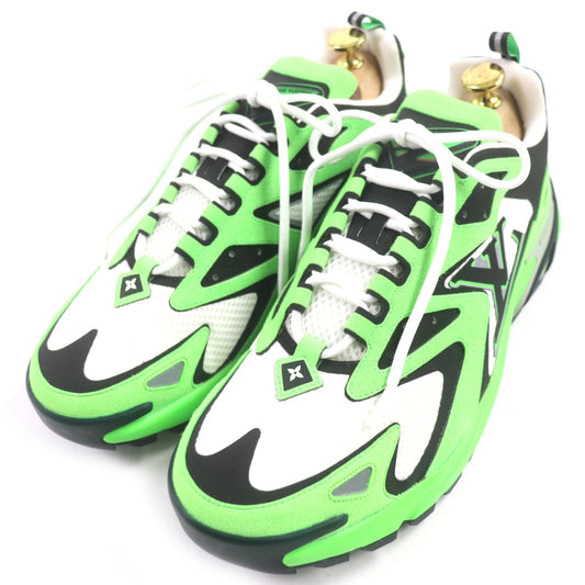 LOUIS VUITTON Low cut sneakers Part: suede Lime Black White Tatic Line mens 8