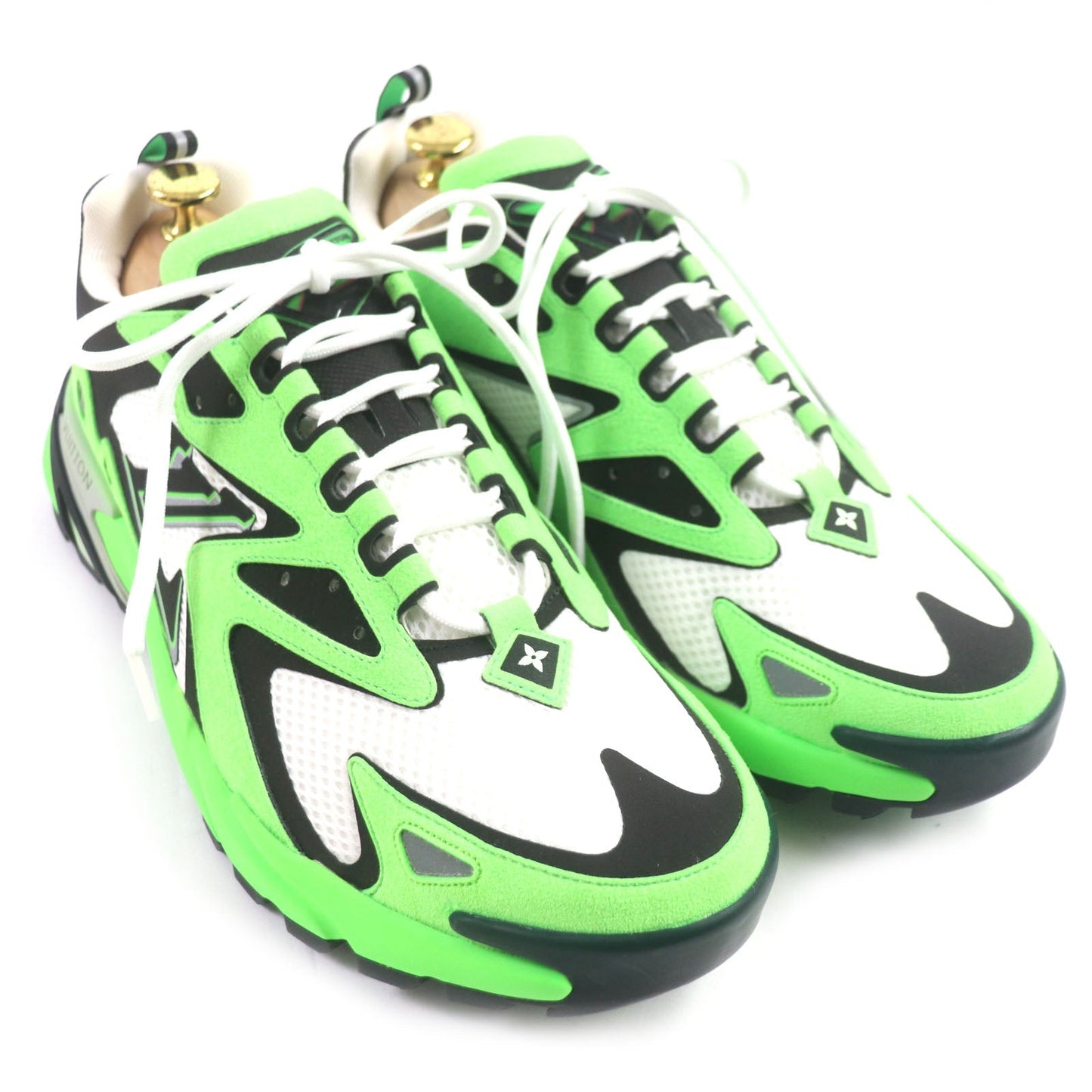 LOUIS VUITTON Low cut sneakers Part: suede Lime Black White Tatic Line mens 8