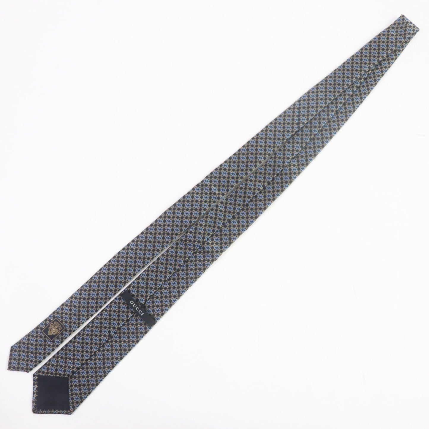 Luxury Gucci Trending 2025 Silk GG Pattern Tie Black Gold Blue