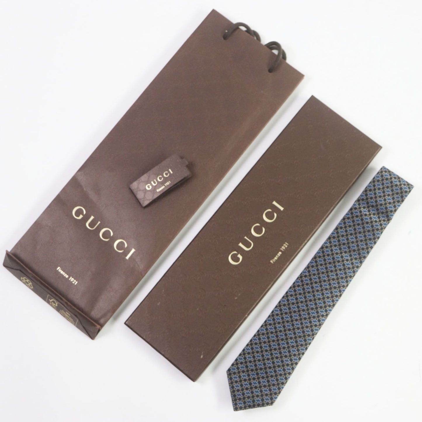 Luxury Gucci Trending 2025 Silk GG Pattern Tie Black Gold Blue
