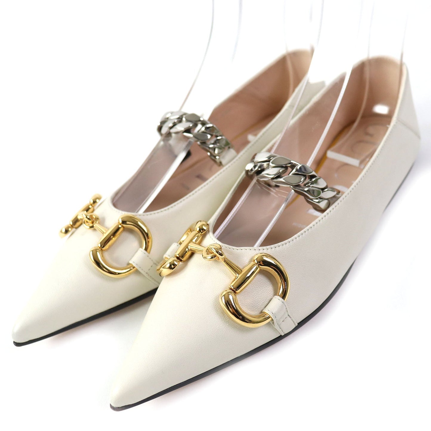 Luxury Gucci Trending 2025 Horsebit Chain Leather Flats 35.5
