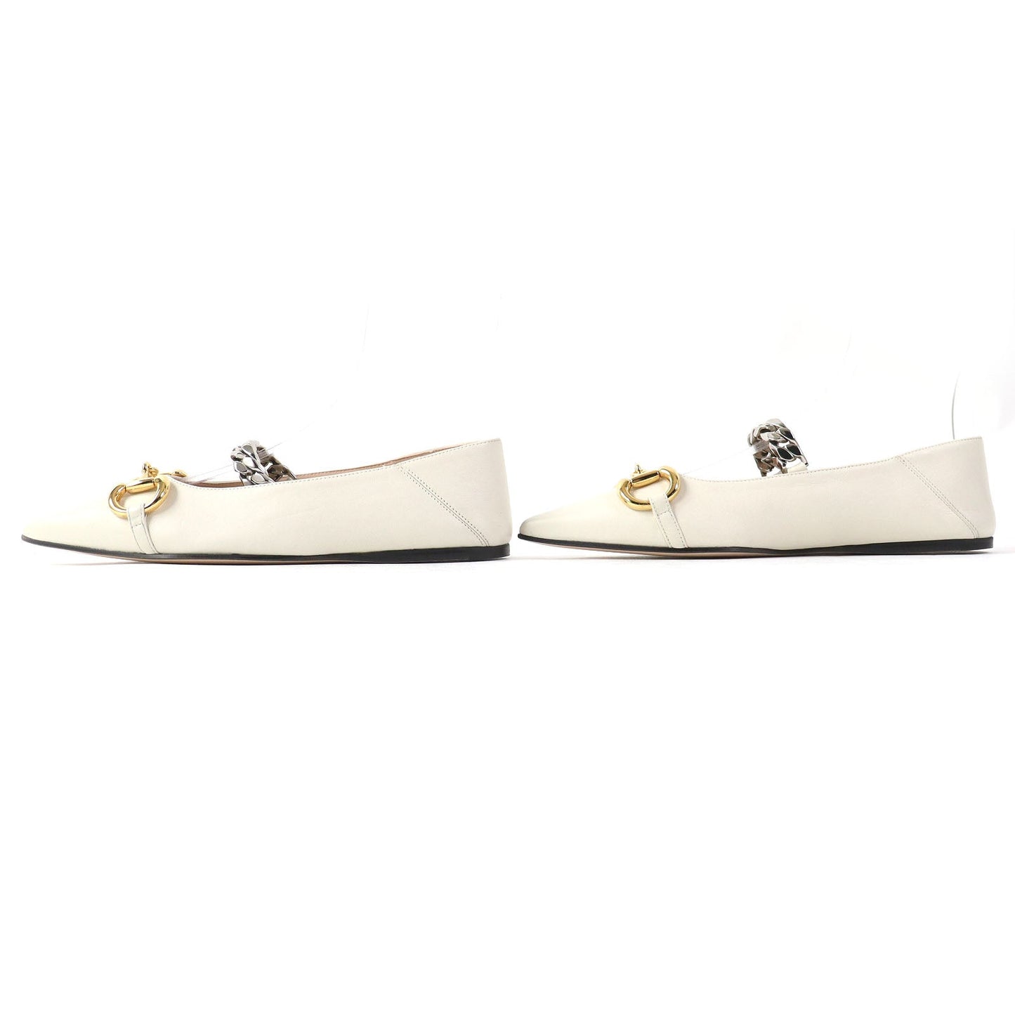 Luxury Gucci Trending 2025 Horsebit Chain Leather Flats 35.5