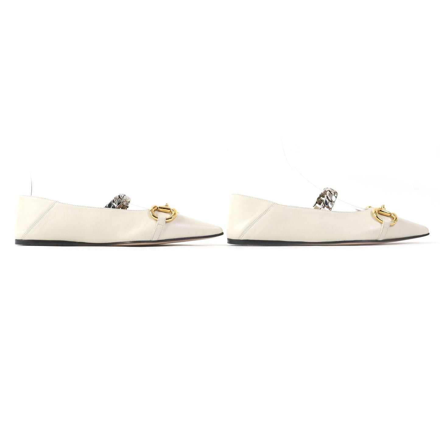 Luxury Gucci Trending 2025 Horsebit Chain Leather Flats 35.5