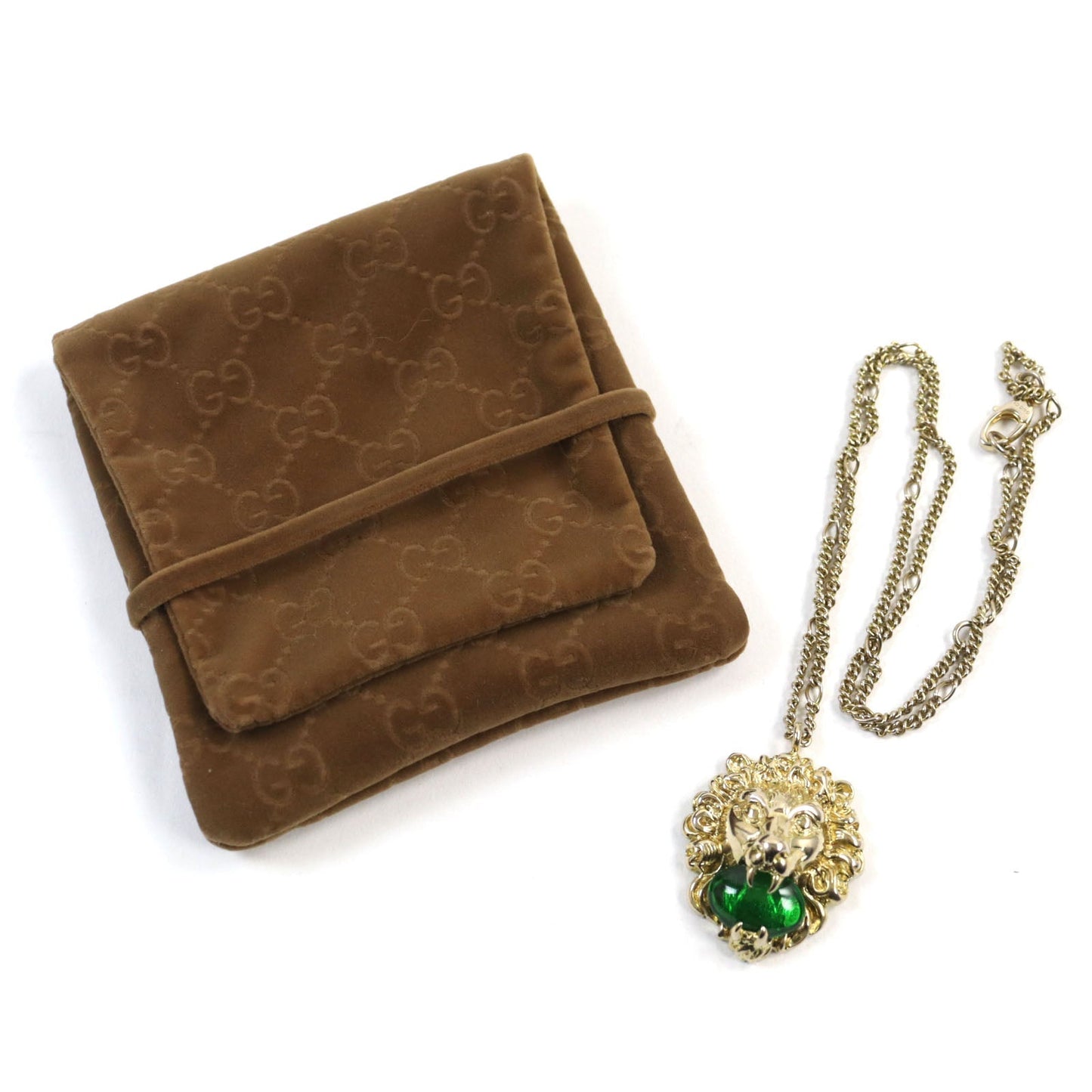 Luxury Gucci Trending 2025 Lion Head Stone Necklace Gold
