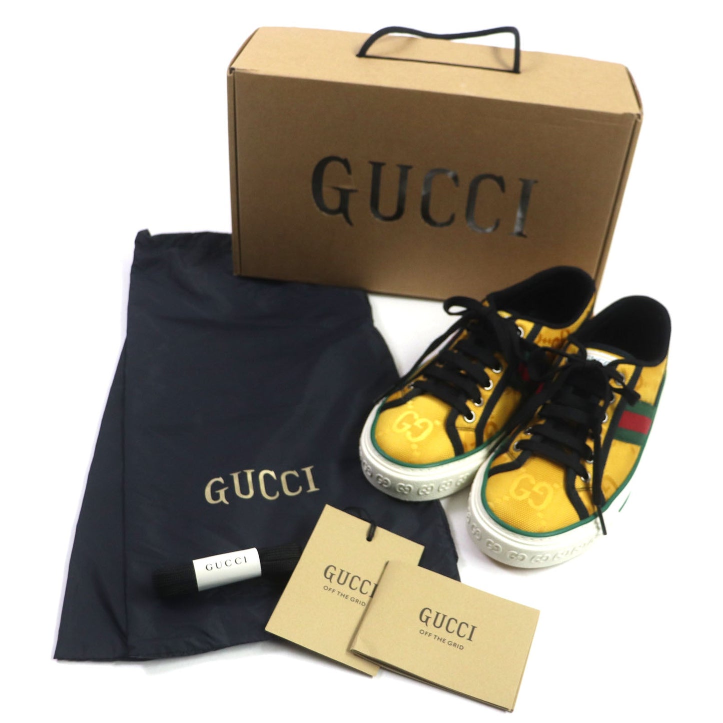 Luxury Gucci Trending 2025 Sherry Line Low Cut Sneakers Yellow 35.5