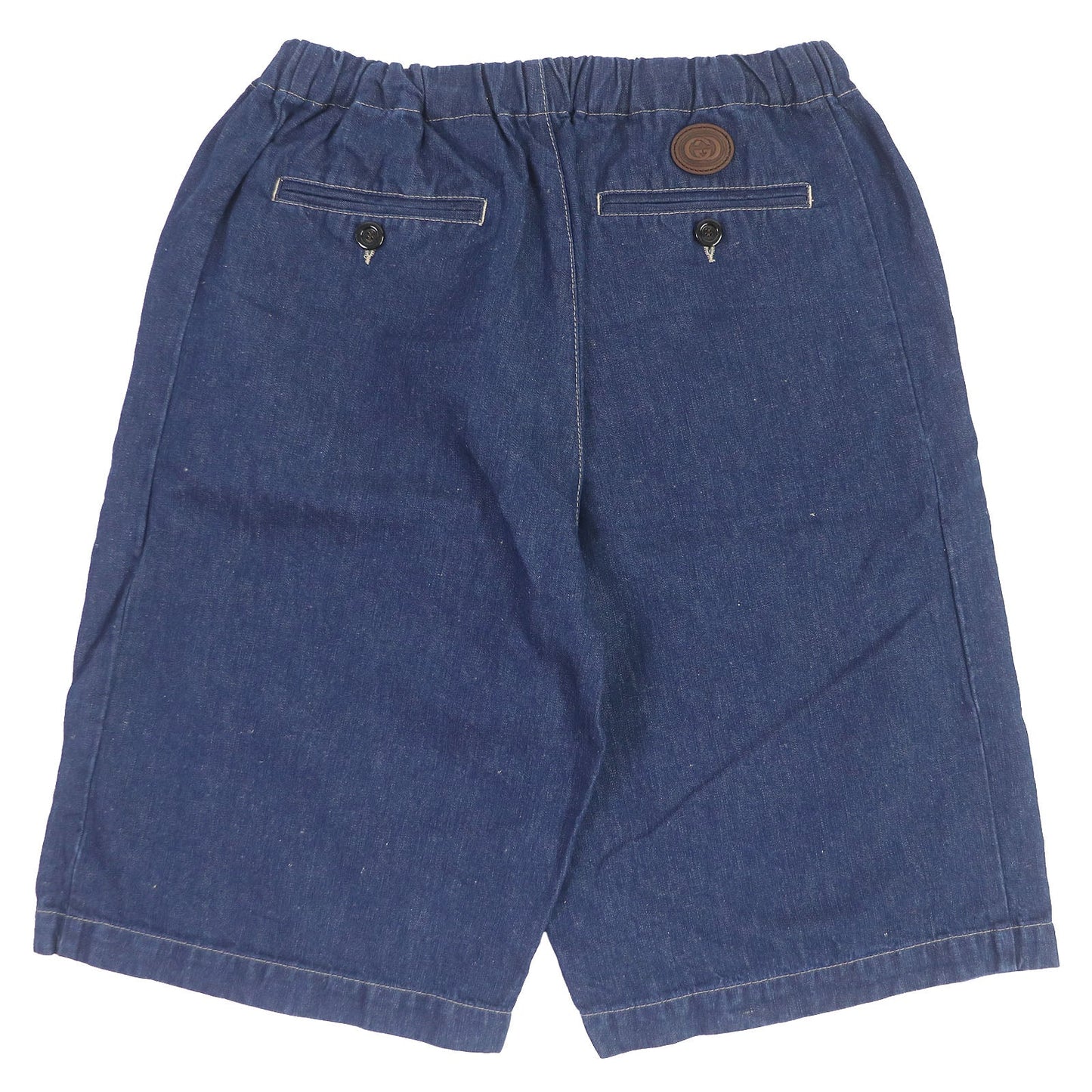 Luxury Gucci Trending 2025 Cotton Linen Leather Patch Shorts Indigo