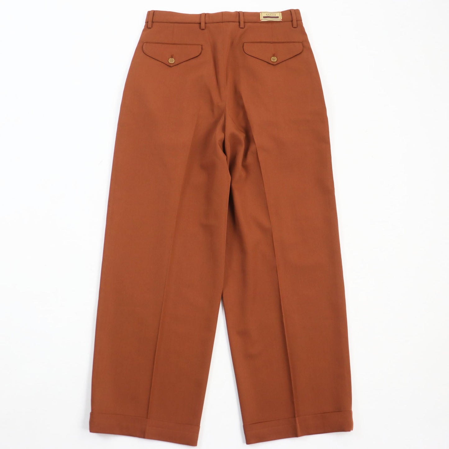 Luxury Gucci Trending 2025 Wool Trousers with Logo Brown 44