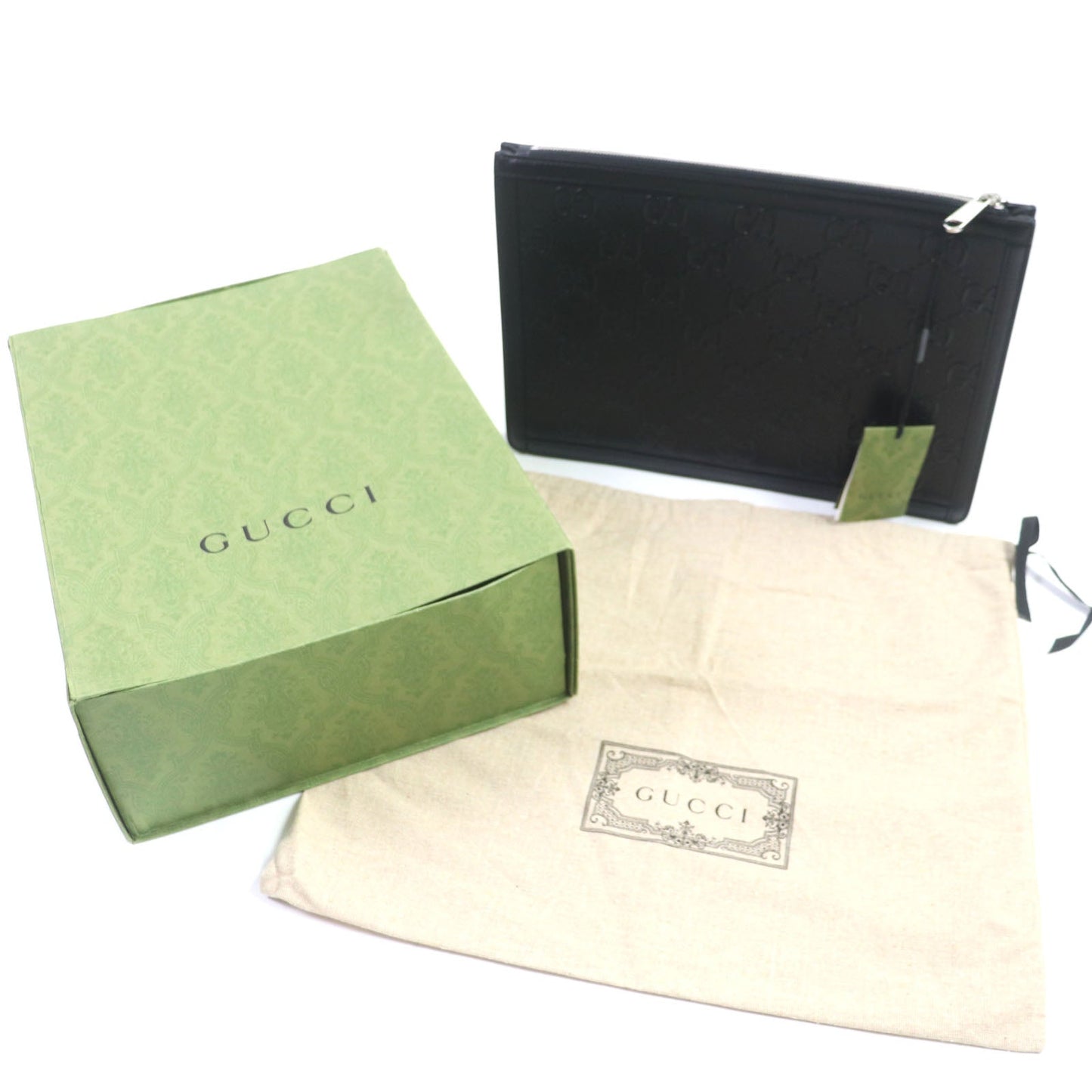 Luxury Gucci Trending 2025 GG Embossed Leather Clutch Bag