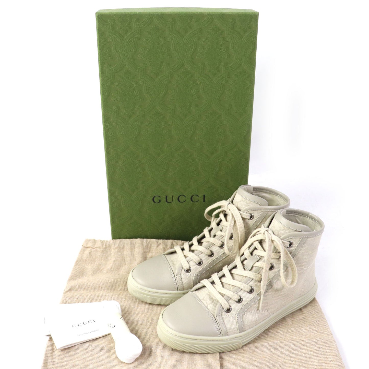 Luxury Gucci Trending 2025 GG Canvas Leather High Cut Sneakers 34.5