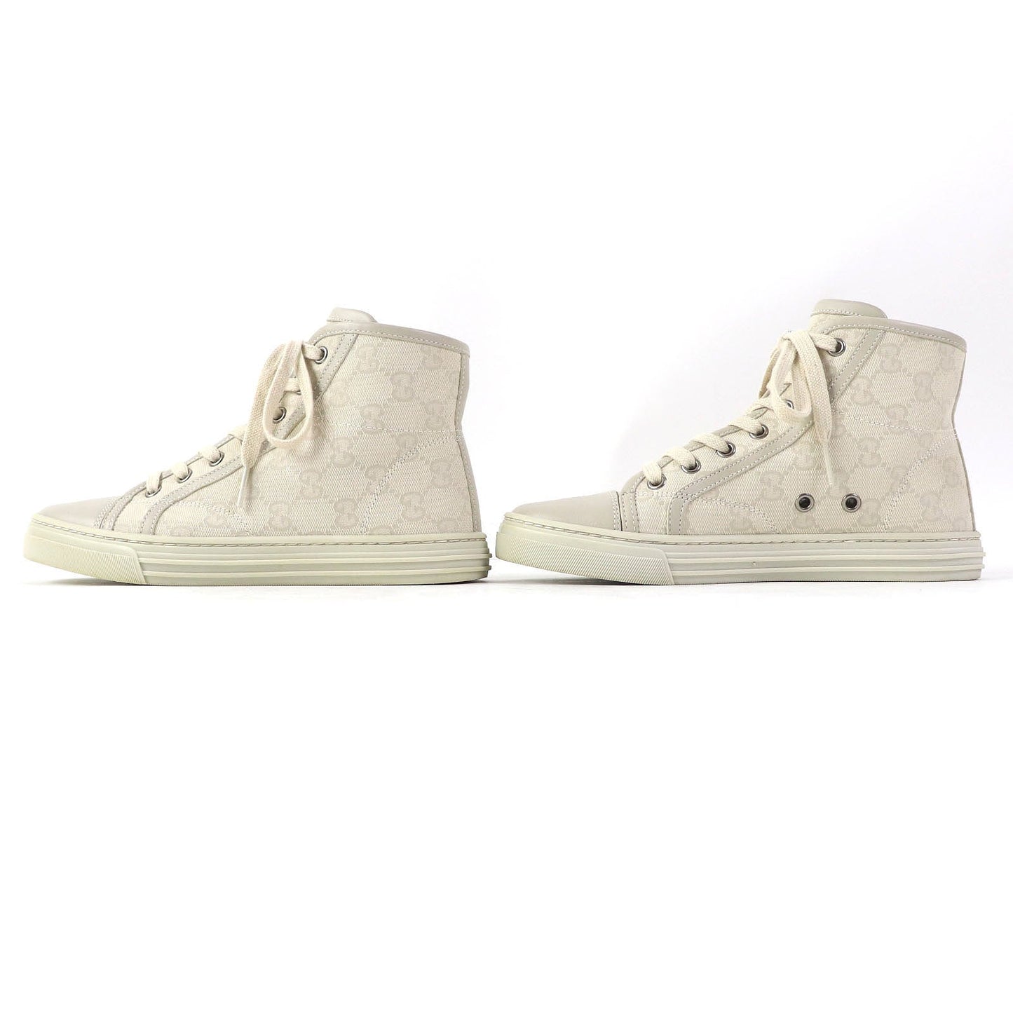 Luxury Gucci Trending 2025 GG Canvas Leather High Cut Sneakers 34.5