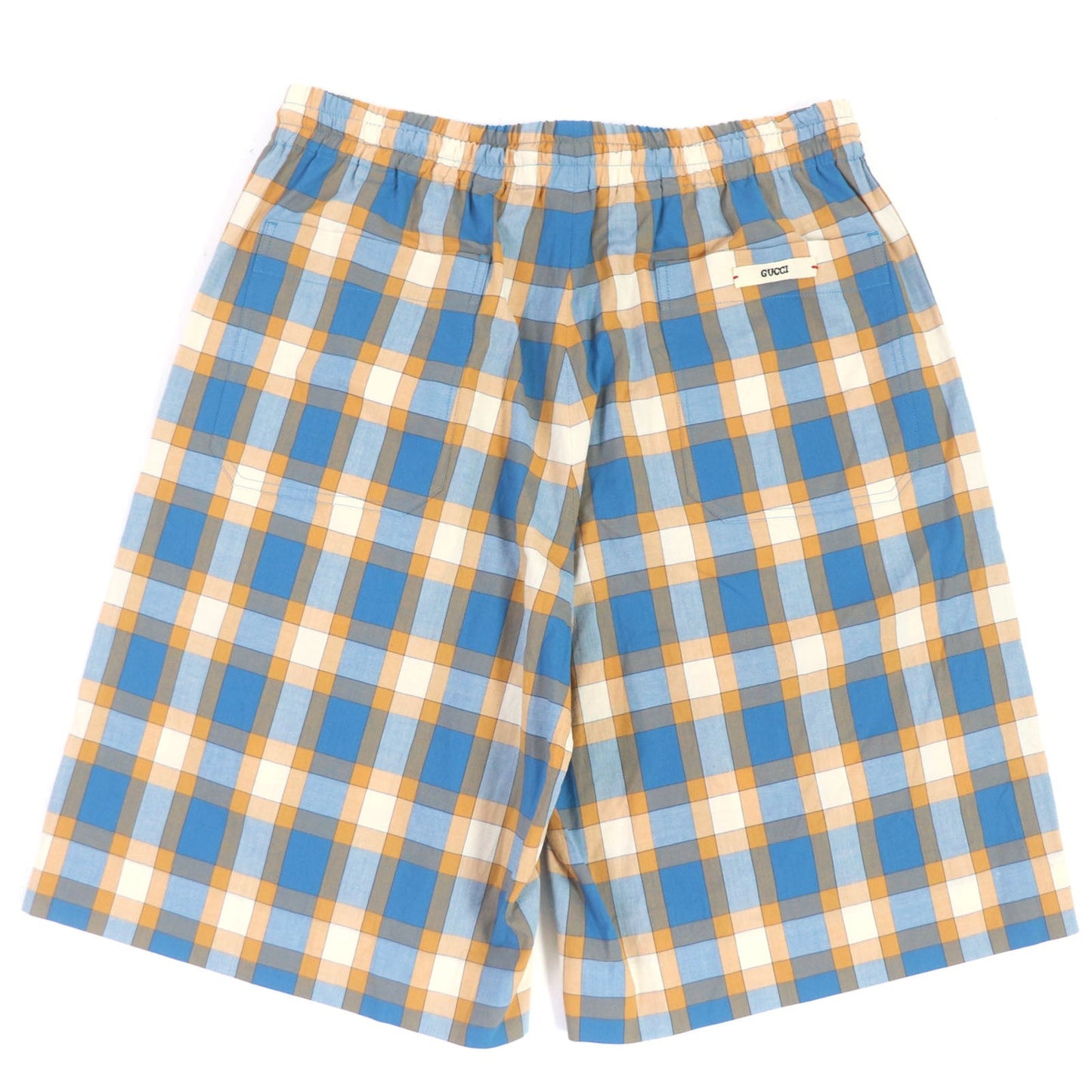 Luxury Gucci Trending 2025 Madras Check Shorts Orange Blue