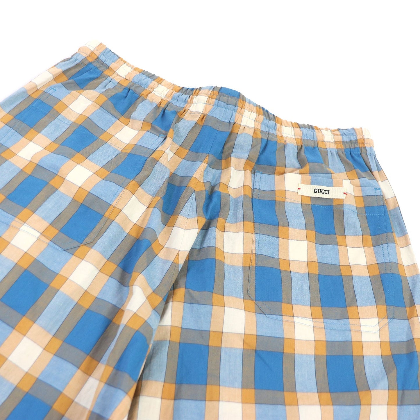 Luxury Gucci Trending 2025 Madras Check Shorts Orange Blue