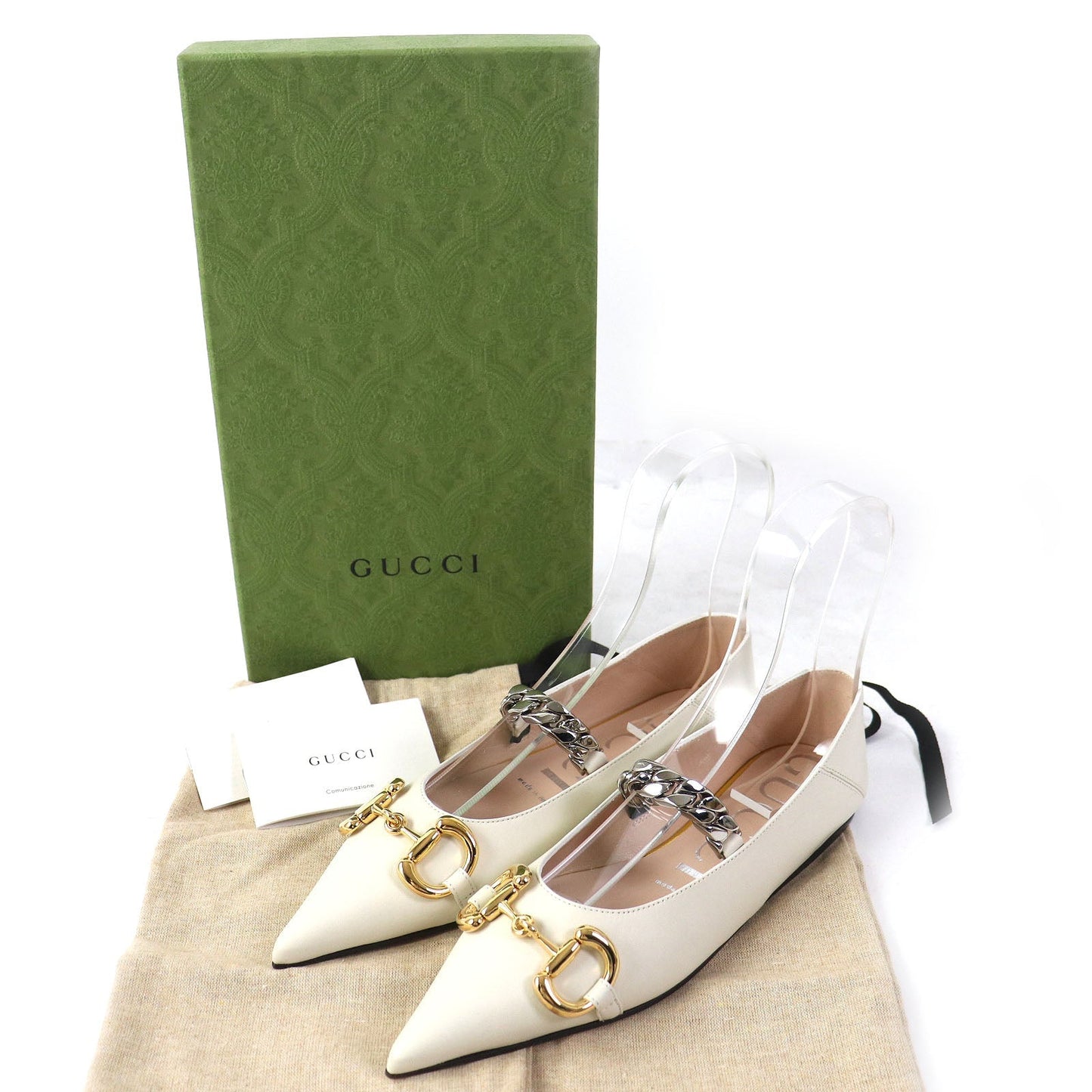 Luxury Gucci Trending 2025 Horsebit Chain Leather Flats 35.5