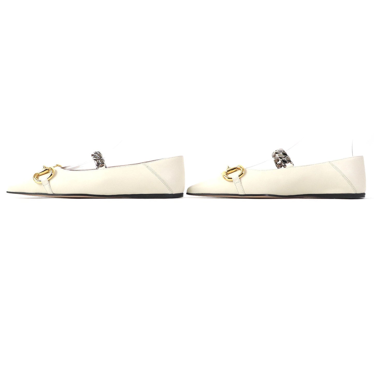 Luxury Gucci Trending 2025 Horsebit Chain Leather Flats 35.5
