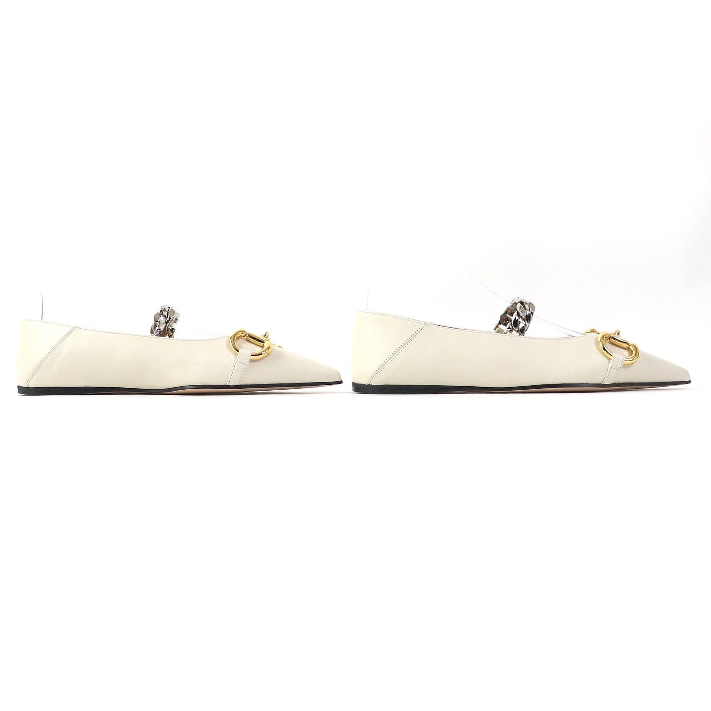 Luxury Gucci Trending 2025 Horsebit Chain Leather Flats 35.5