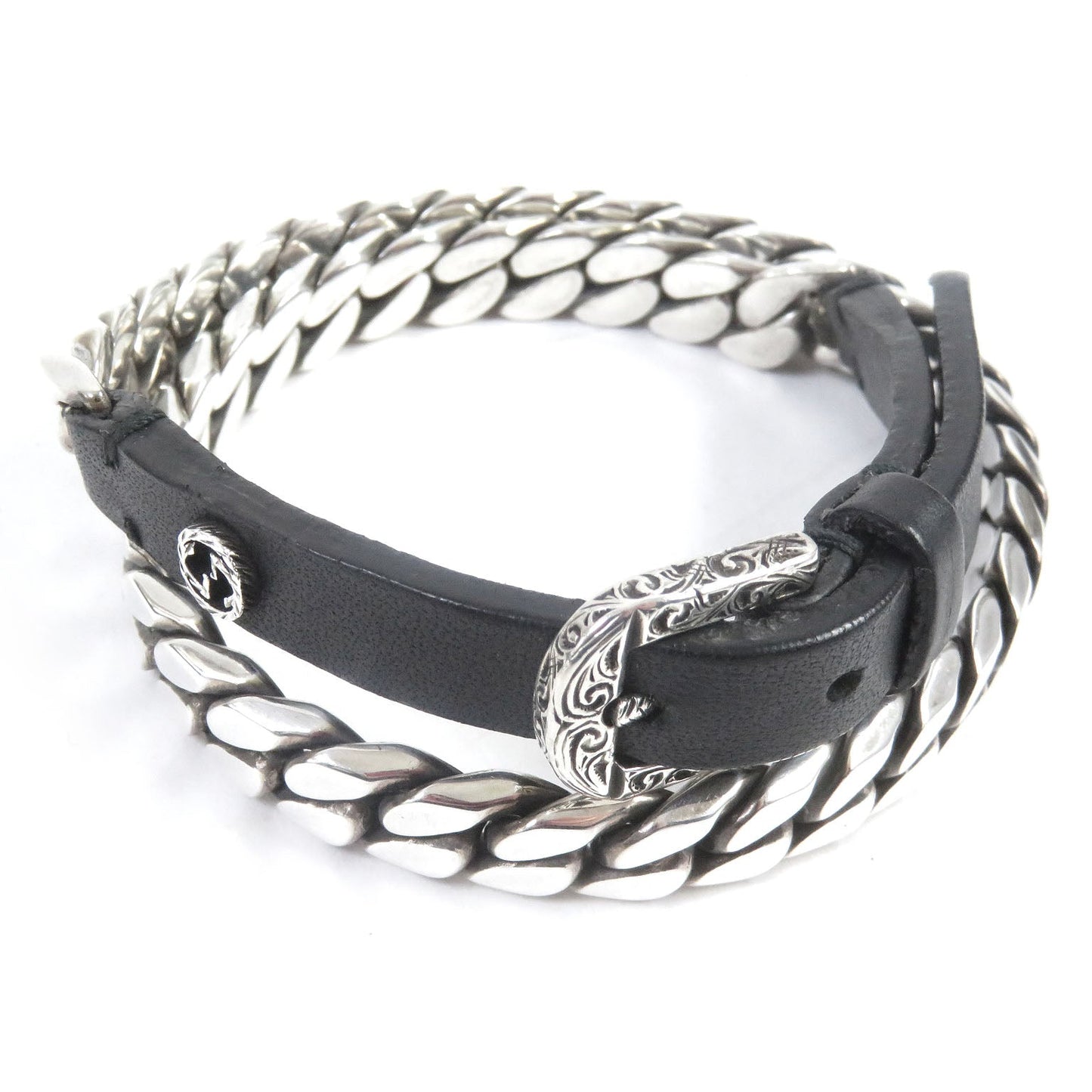 Luxury Gucci Trending 2025 Arabesque Interlocking G Bracelet Silver Leather