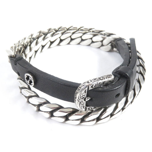 Luxury Gucci Trending 2025 Arabesque Interlocking G Bracelet Silver Leather