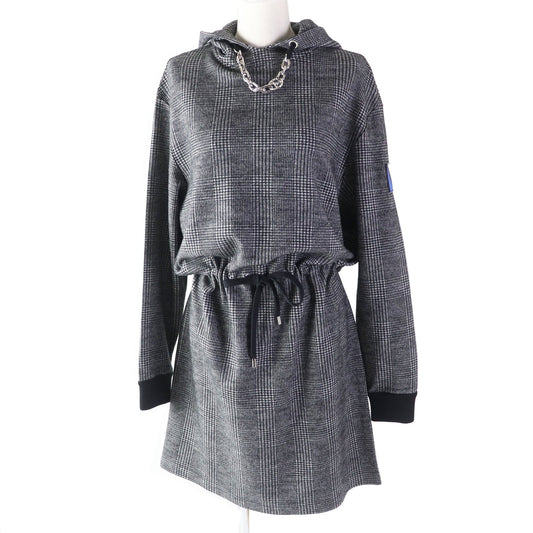 LOUIS VUITTON one piece 1AC3MF wool Gray black Prince of Wales Hoodie Dress M