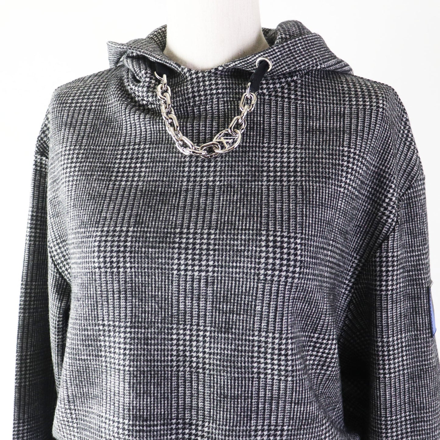 LOUIS VUITTON one piece 1AC3MF wool Gray black Prince of Wales Hoodie Dress M