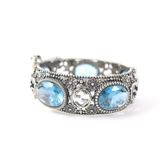 Luxury Gucci Trending 2025 Silver Flower Bangle Bracelet