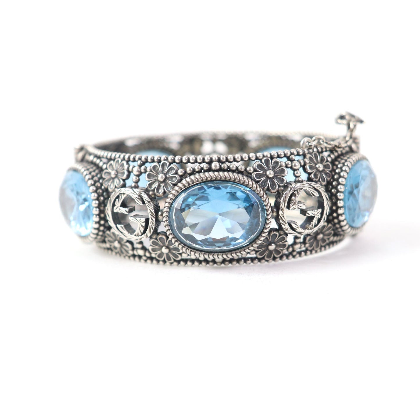 Luxury Gucci Trending 2025 Silver Flower Bangle Bracelet