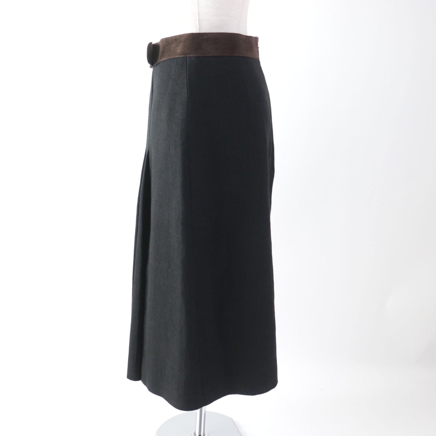 Luxury Gucci Trending 2025 Linen Pleated Skirt Black Brown 40