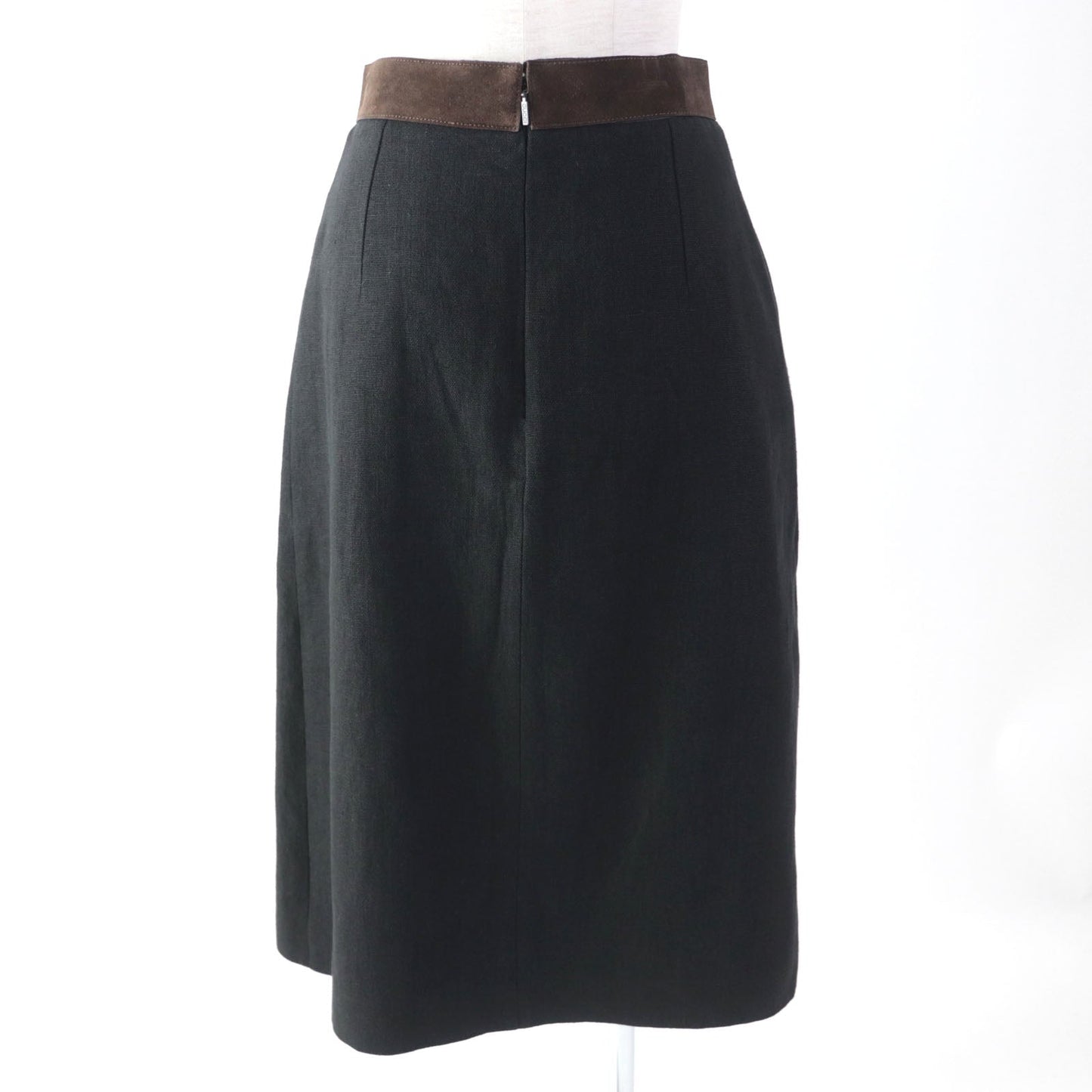 Luxury Gucci Trending 2025 Linen Pleated Skirt Black Brown 40