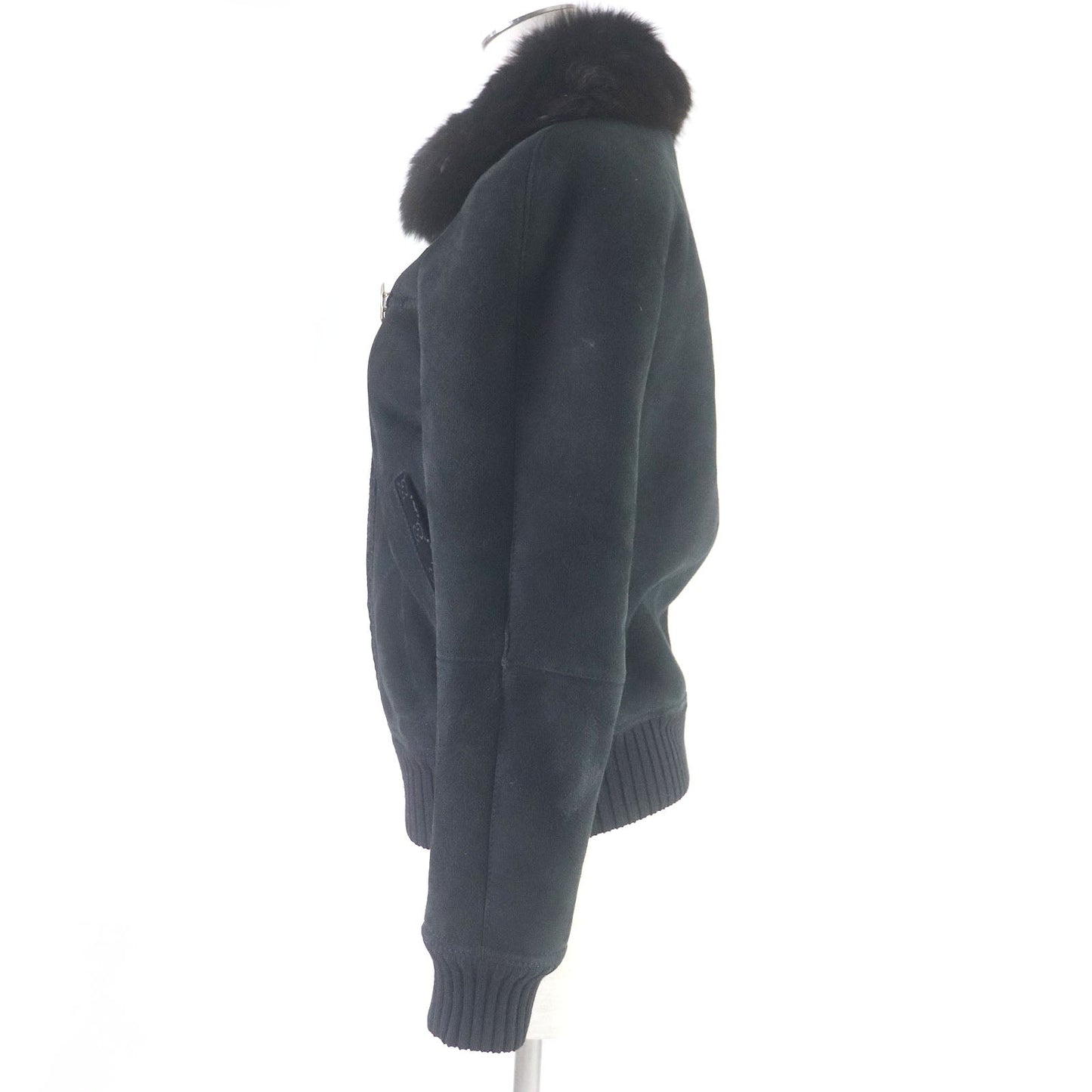 Luxury Gucci Trending 2025 Lamb Leather Fox Fur Jacket Black 40
