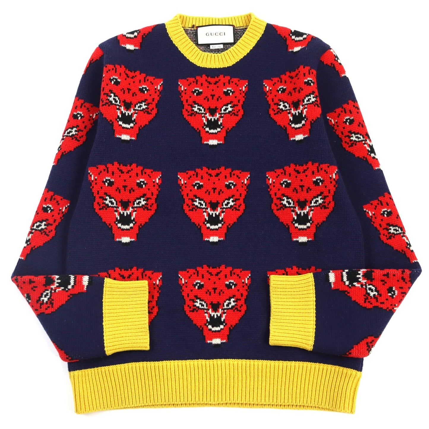 Luxury Gucci Trending 2025 Wool Tiger Print Jacquard Knit Crew Neck