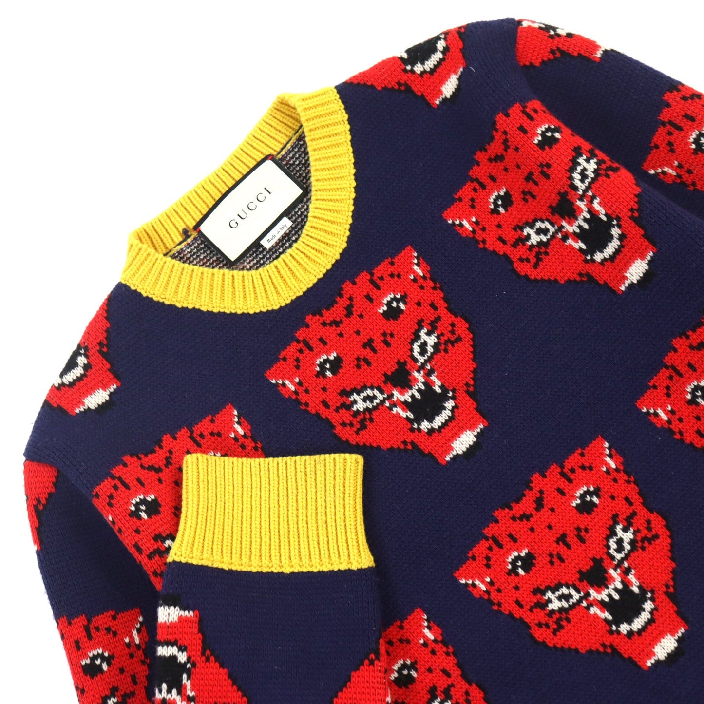 Luxury Gucci Trending 2025 Wool Tiger Print Jacquard Knit Crew Neck