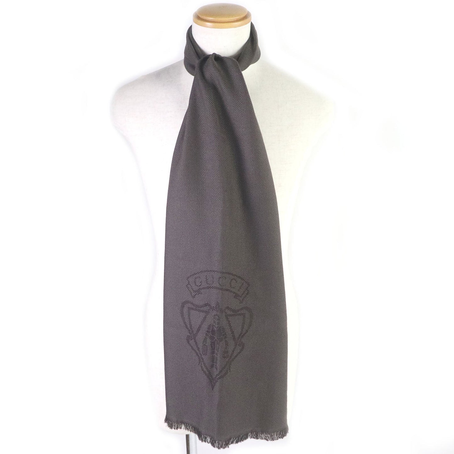 Luxury Gucci Trending 2025 Wool Crest Emblem Herringbone Shawl Scarf
