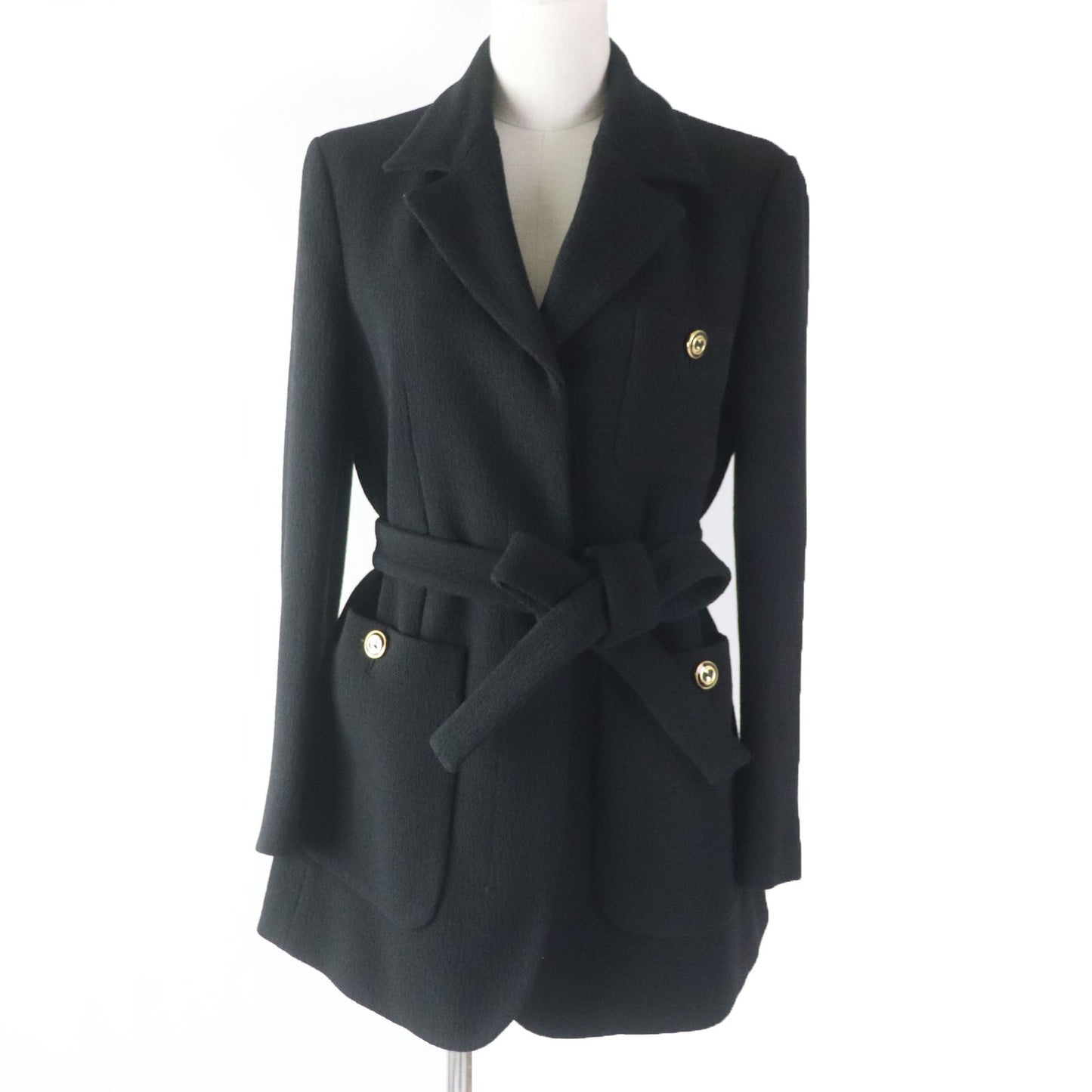 Luxury Gucci Trending 2025 Wool GG Button Jacket Coat Black 42