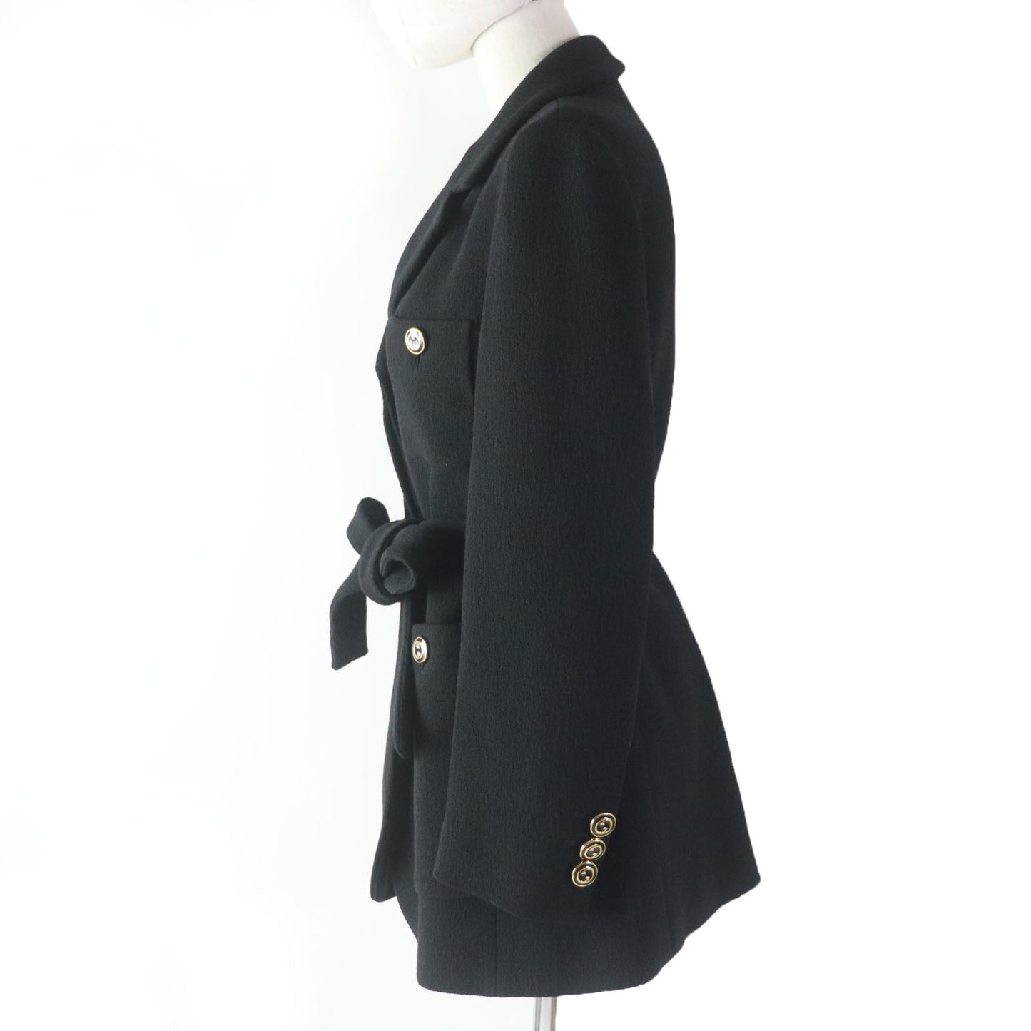 Luxury Gucci Trending 2025 Wool GG Button Jacket Coat Black 42