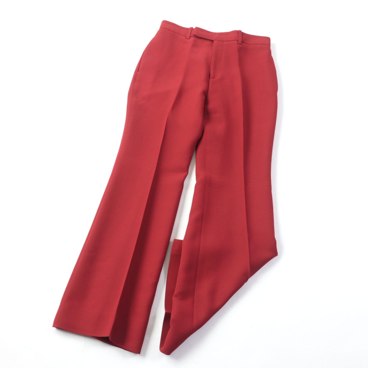 Luxury Gucci Trending 2025 Silk Wool Flare Long Pants Red 40
