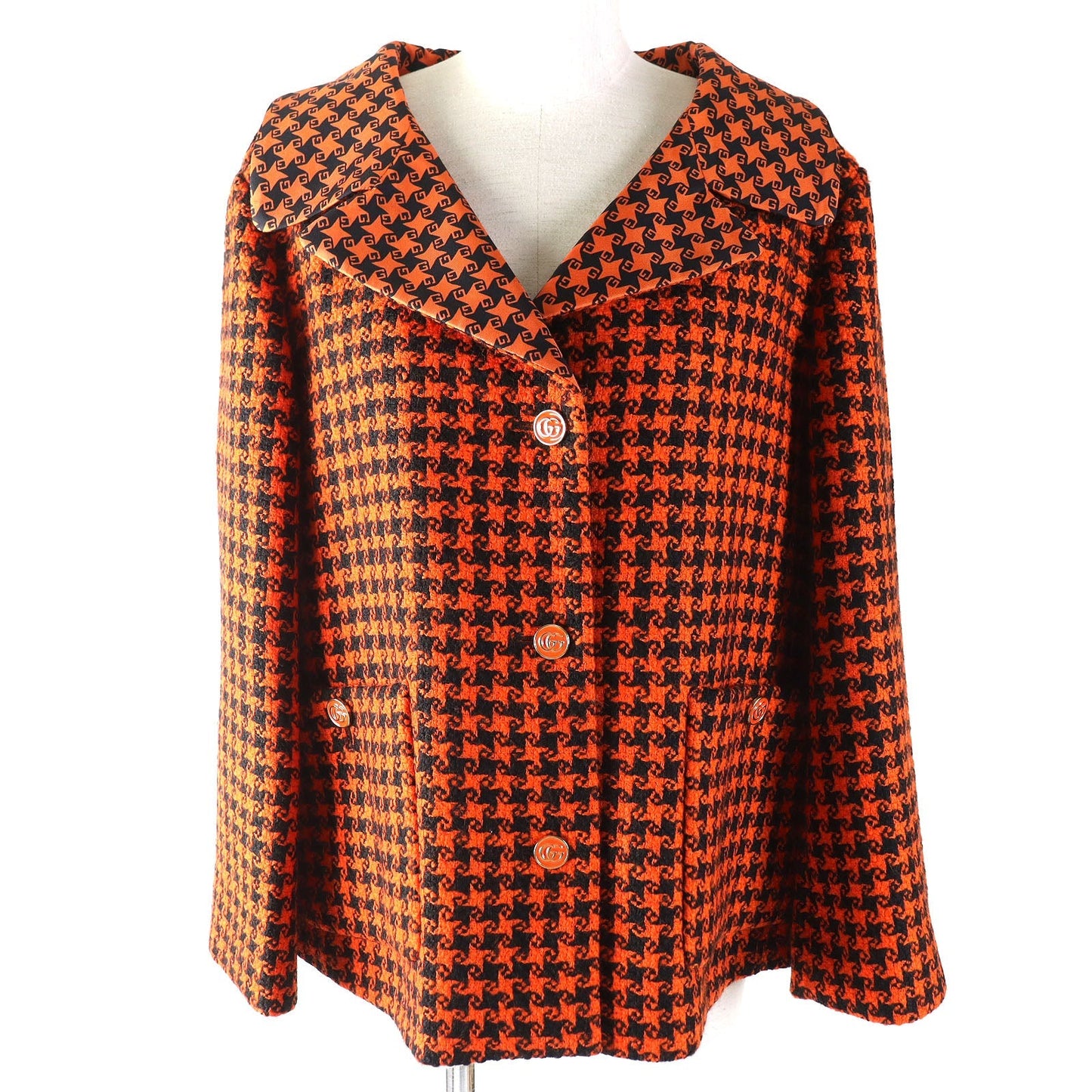 Luxury Gucci Trending 2025 Wool Nylon Silk Jacket Orange Black 42