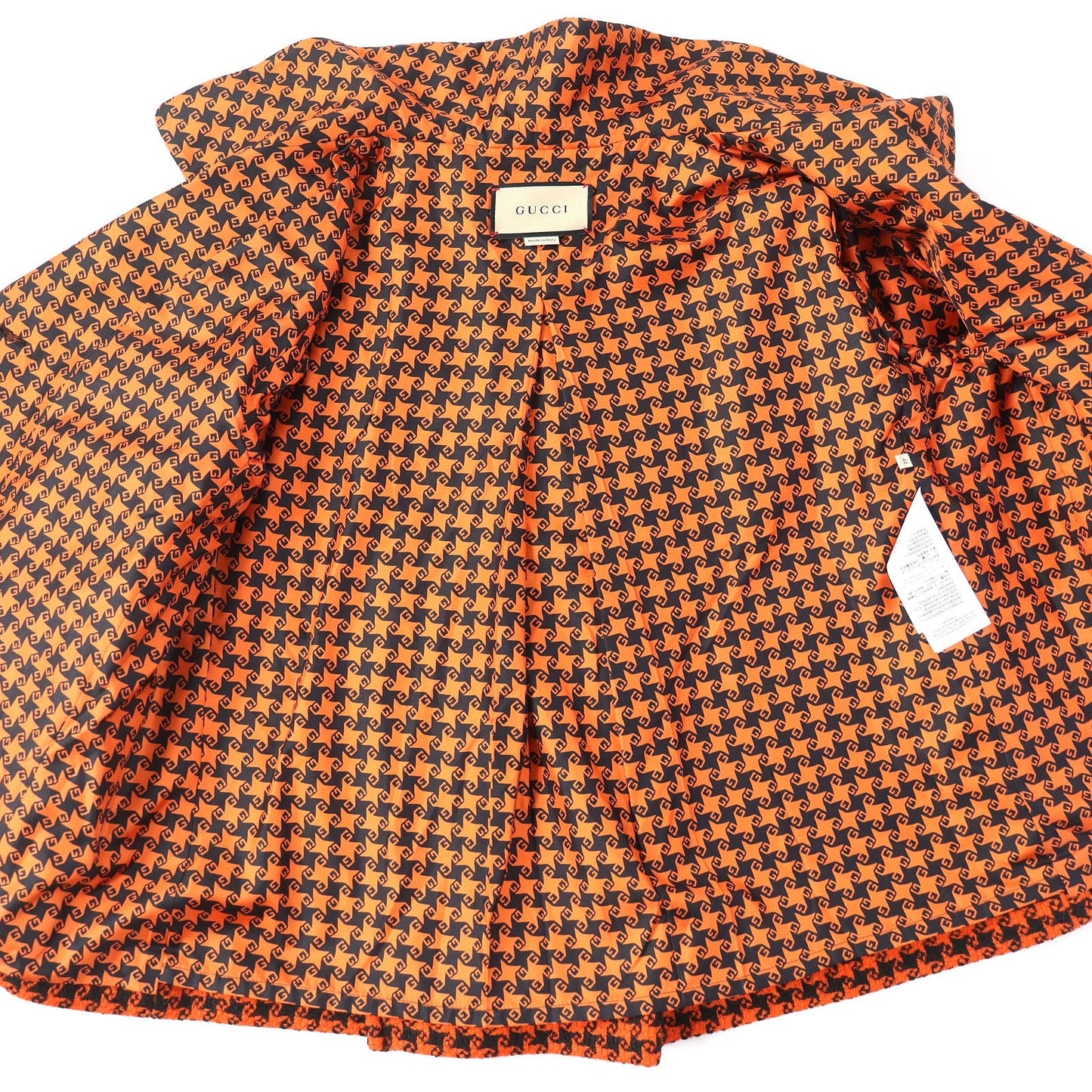 Luxury Gucci Trending 2025 Wool Nylon Silk Jacket Orange Black 42