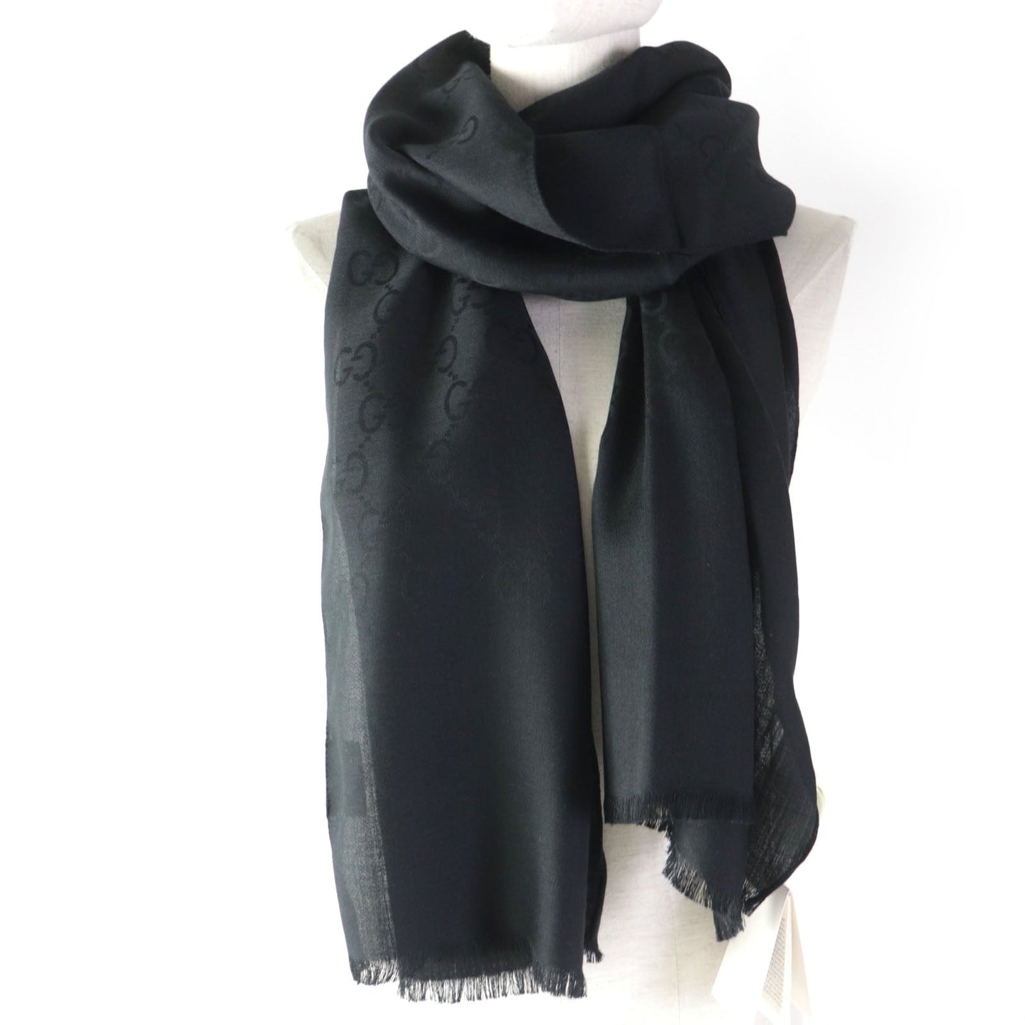 Luxury Gucci Trending 2025 Wool Silk GG Pattern Scarf Black