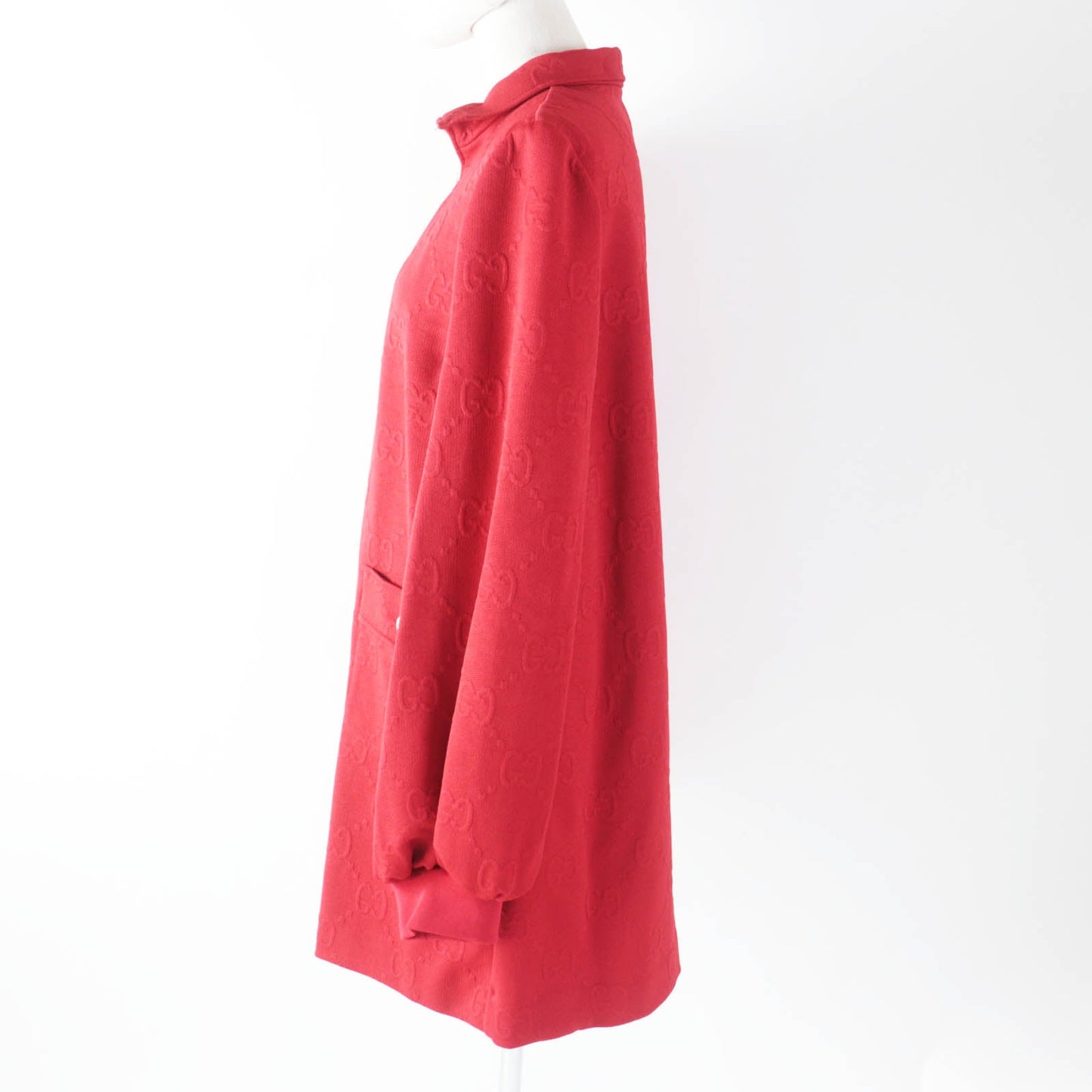 Luxury Gucci Trending 2025 GG Pattern Long Sleeve Dress Red M